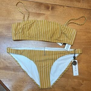 Vitamin A Dorada Striped Mila Bikini Top Luciana Bottoms Yellow White